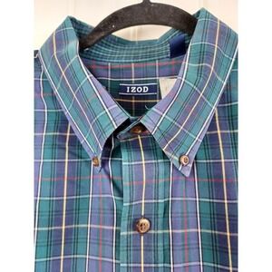 IZOD Men Long Sleeve Heritage Tartan Plaid Button Down Shirt 2XL Classic Preppy